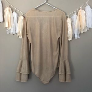Charlotte Russe Tops - Charlotte Russe Gold Bell Sleeve Body Suit Charlotte Russe Tops - Charlotte Russe Gold Bell Sleeve Body Suit